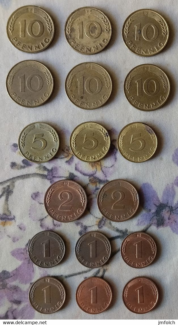 LOTE DE 17 MONEDAS PFENNIG ALEMANAS - 10 Pfennig