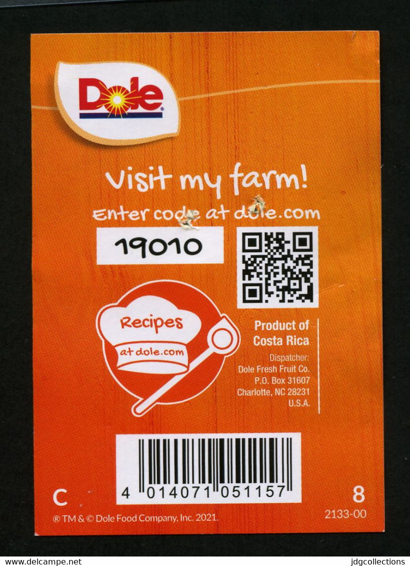 # PINEAPPLE DOLE TROPICAL GOLD PREMIUM Size 8 Fruit Tag Balise Etiqueta Anhanger Ananas Pina Costa Rica - Frutta E Verdura