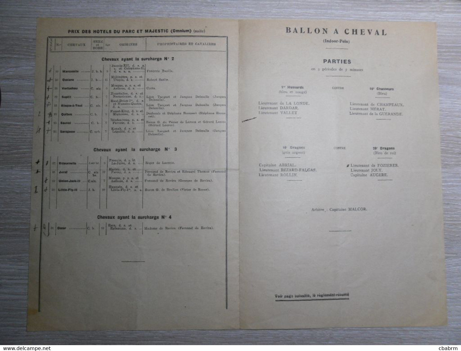 PROGRAMME SOCIETE HIPPIQUE FRANCAISE CONCOURS DU SUD-EST A VICHY Juillet 1925 - Programme