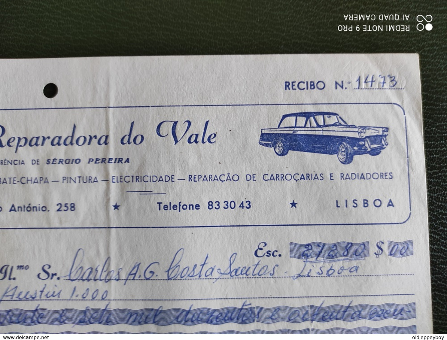 PORTUGAL RECIBO INVOICE AUTO REPARADORA DO VALE  LISBOA 1979 - Portugal