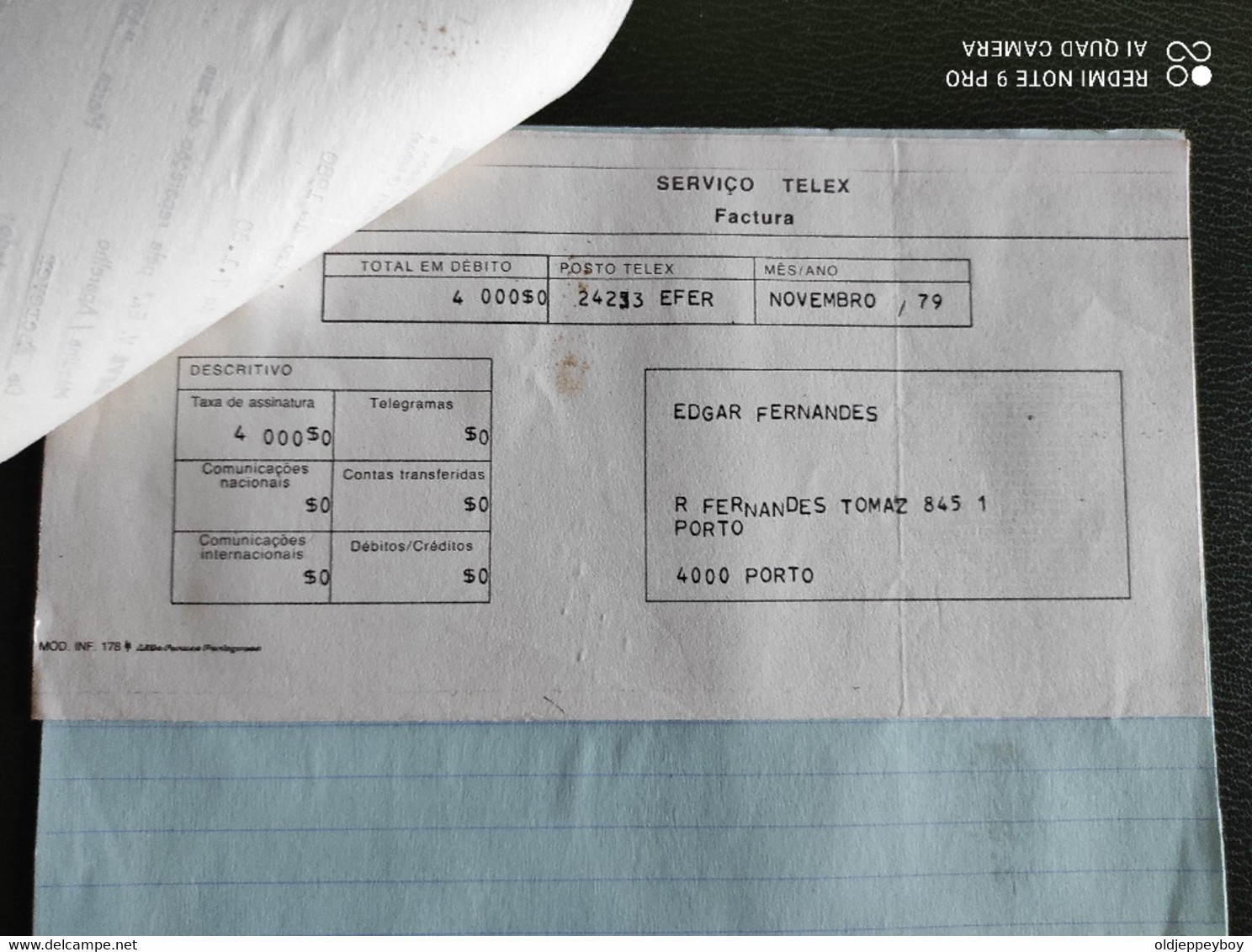 PORTUGAL RECIBO INVOICE TIPOGRAFIA JOAQUIM MARIA DOS SANTOS 1980 LISBOA - Portugal