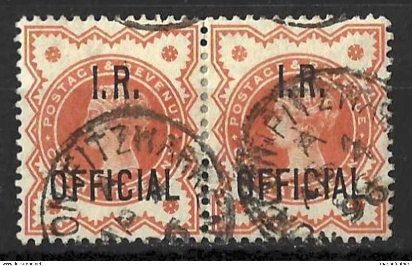 GB.....QUEEN VICTORIA....(1837-01.).....1R OFFICIAL.......SG013......PAIR........USED.... - Service