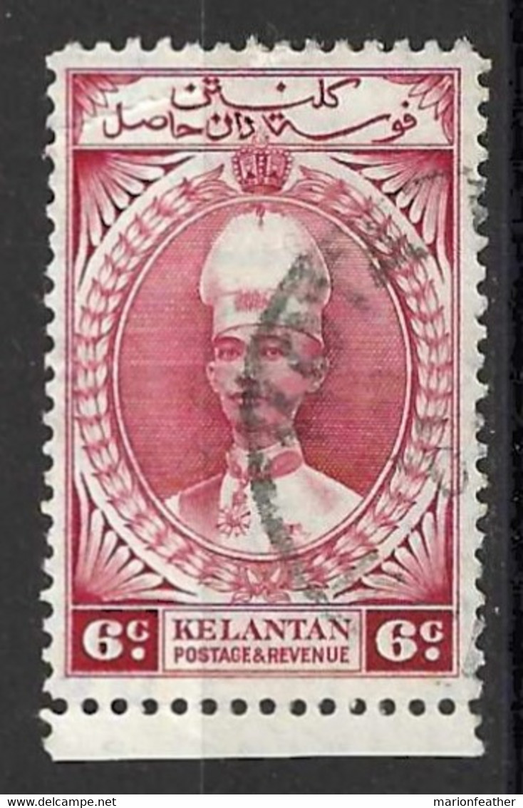 MALAYA..." KELANTAN...".....KING GEORGE VI...(1936-52..)....6c.....SG44.....CREASED.....CDS....USED... - Kelantan