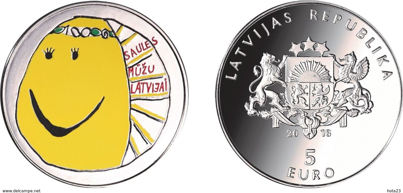 Latvia Lettland Lettonia 5 EURO Silver Coin PP 2018 " My Latvia" Children Paiting - Lettland