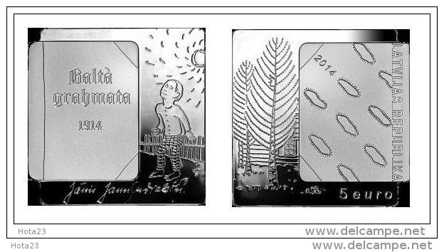 2014 Latvia Lettland Lettonie 5 EURO silver coin White Book PROOF + BOX + SERTIFIKAT