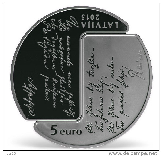 (!) Lettland 5 EURO Latvia 2015 Silver Coin Poet RAINIS And ASPAZIJA 150 Year Proof Box Coa - Lettland