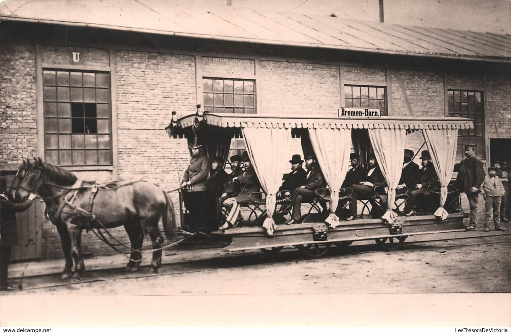 CPA Allemage - Bremen Horn - Tramway A Cheval - Carte Photo D'un Tram Tiré Par Un Attelage De Chevaux - Bremen