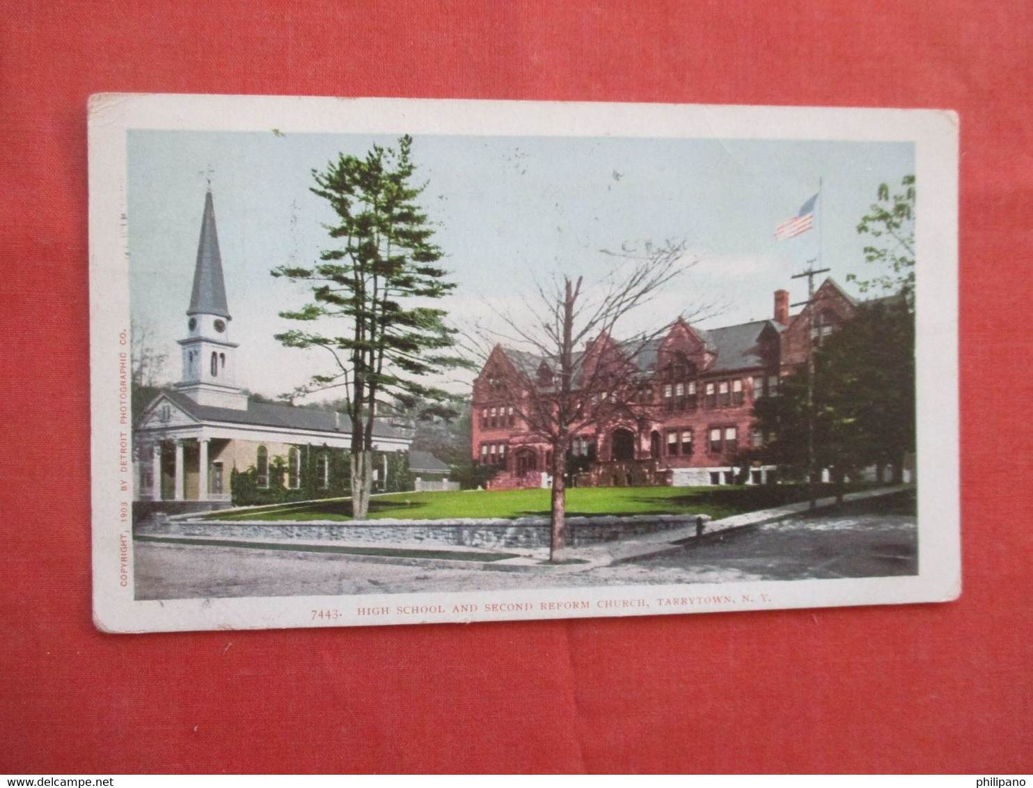 High School  & Second Reformed Church Tarrytown.   New York >     ref 5902 - Utica