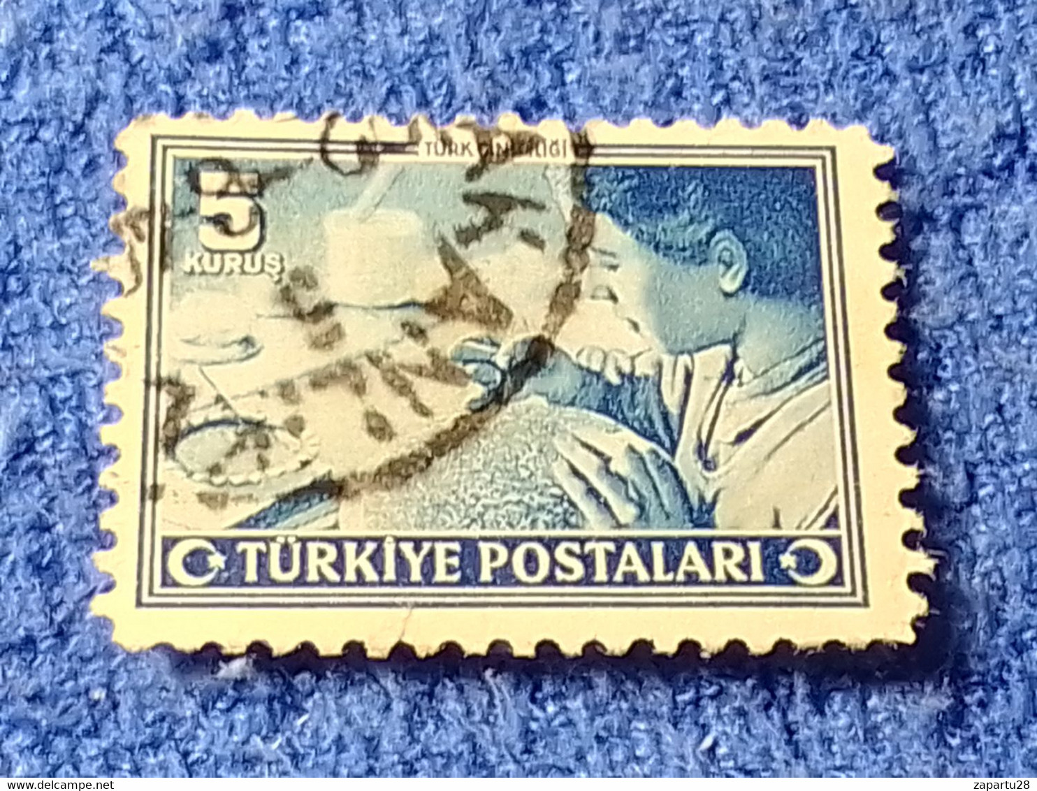 TÜRKİYE- 1940-50-    5K.    İNÖNÜ   SERİSİ   DAMGALI - 1934-39 Sandjak Alexandrette & Hatay