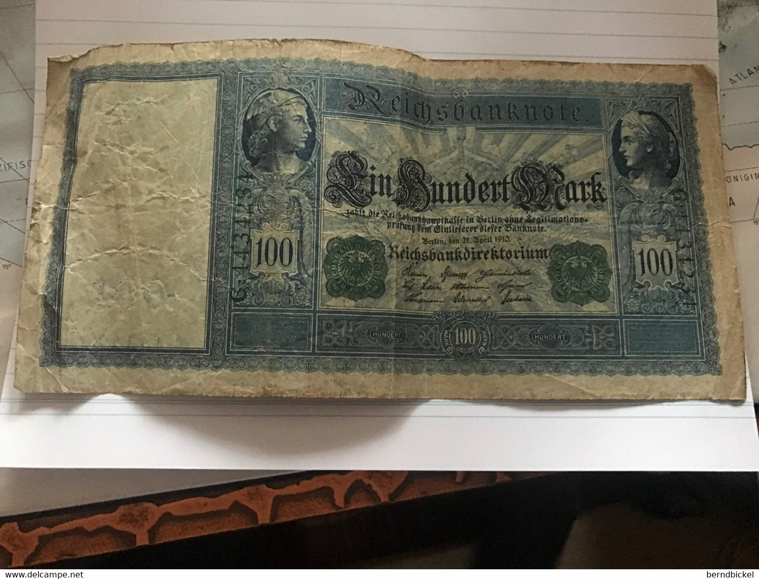 Papiergeld Deutschland Reichsbanknote 100 Mark 1910 Grünes Siegel - 100 Mark