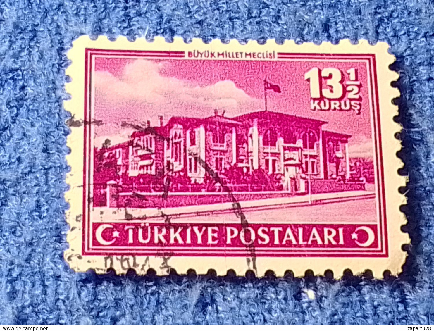 TÜRKİYE- 1940-50-    13.50K.    İNÖNÜ   SERİSİ   DAMGALI - 1934-39 Sandschak Alexandrette & Hatay