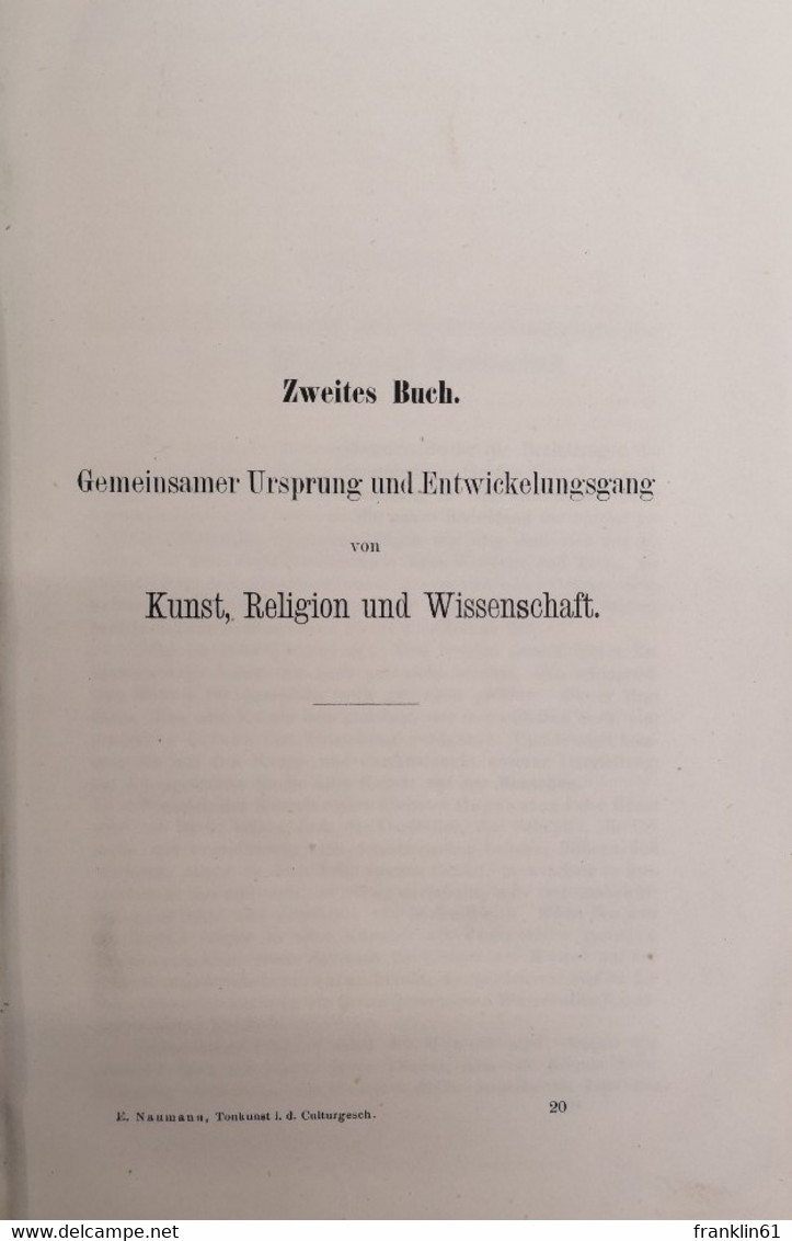 Die Tonkunst In Der Culturgeschichte. Erster Band. Zweite Hälfte. - Musik