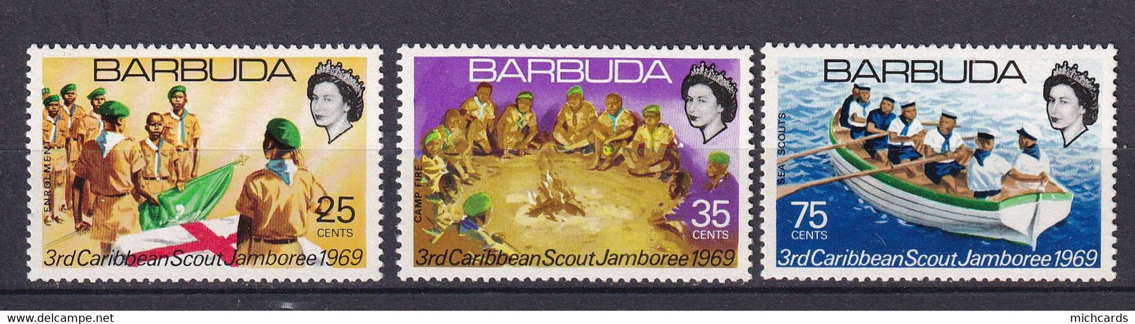 313 BARBUDA 1969 - Y&T 32/34 - Scout Jamboree Baden Powell - Neuf ** (MNH) Sans Trace De Charniere - Barbuda (...-1981)