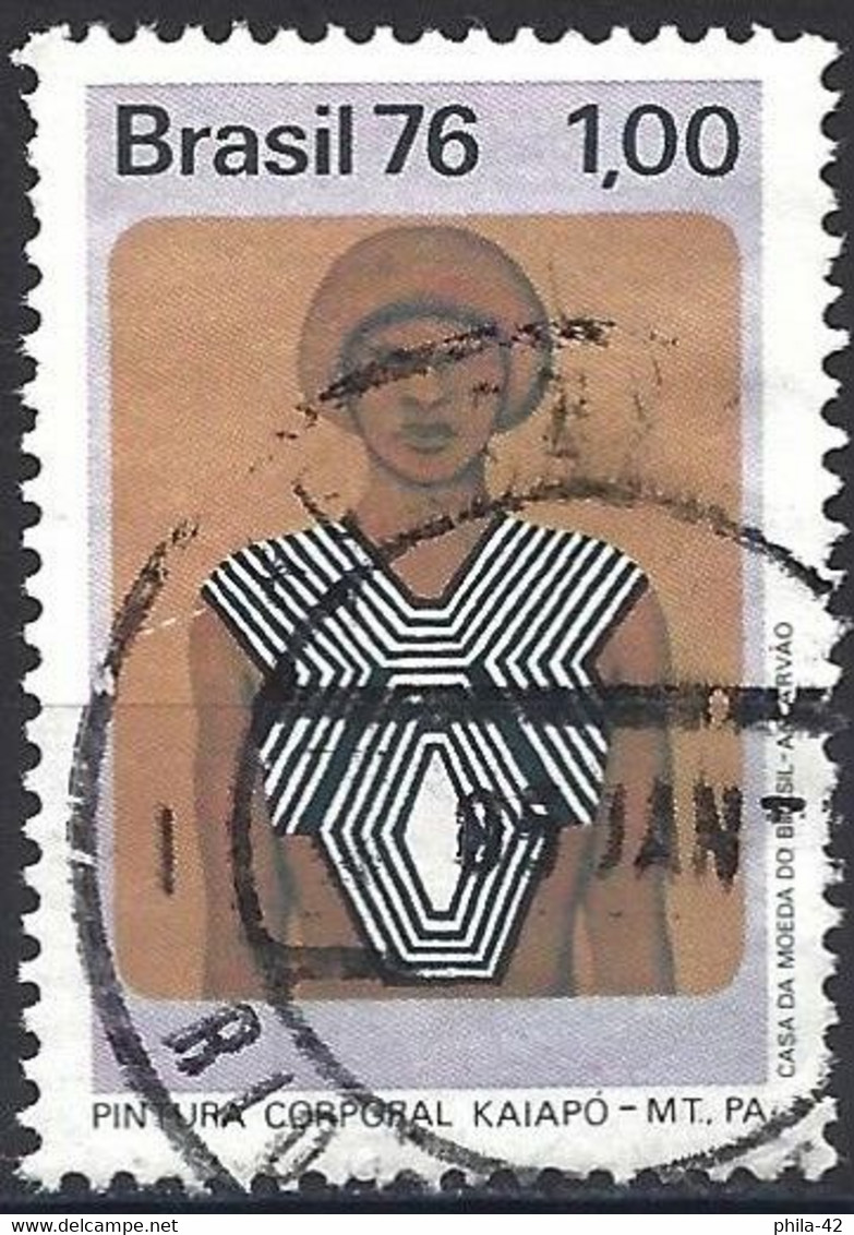 Brazil 1976 - Mi 1525 - YT 1188 ( Indian Art - Body Paintig ) - Used Stamps