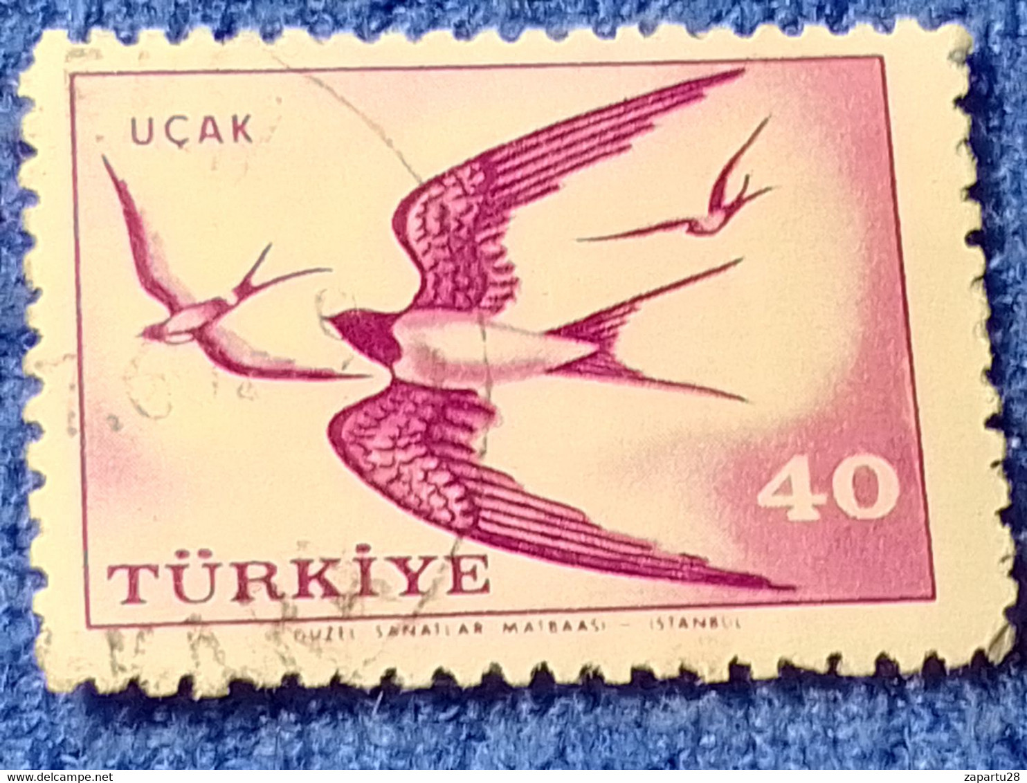 TÜRKİYE- 1950-60-    40K.    UÇAK   SERİSİ   DAMGALI - 1934-39 Sandschak Alexandrette & Hatay