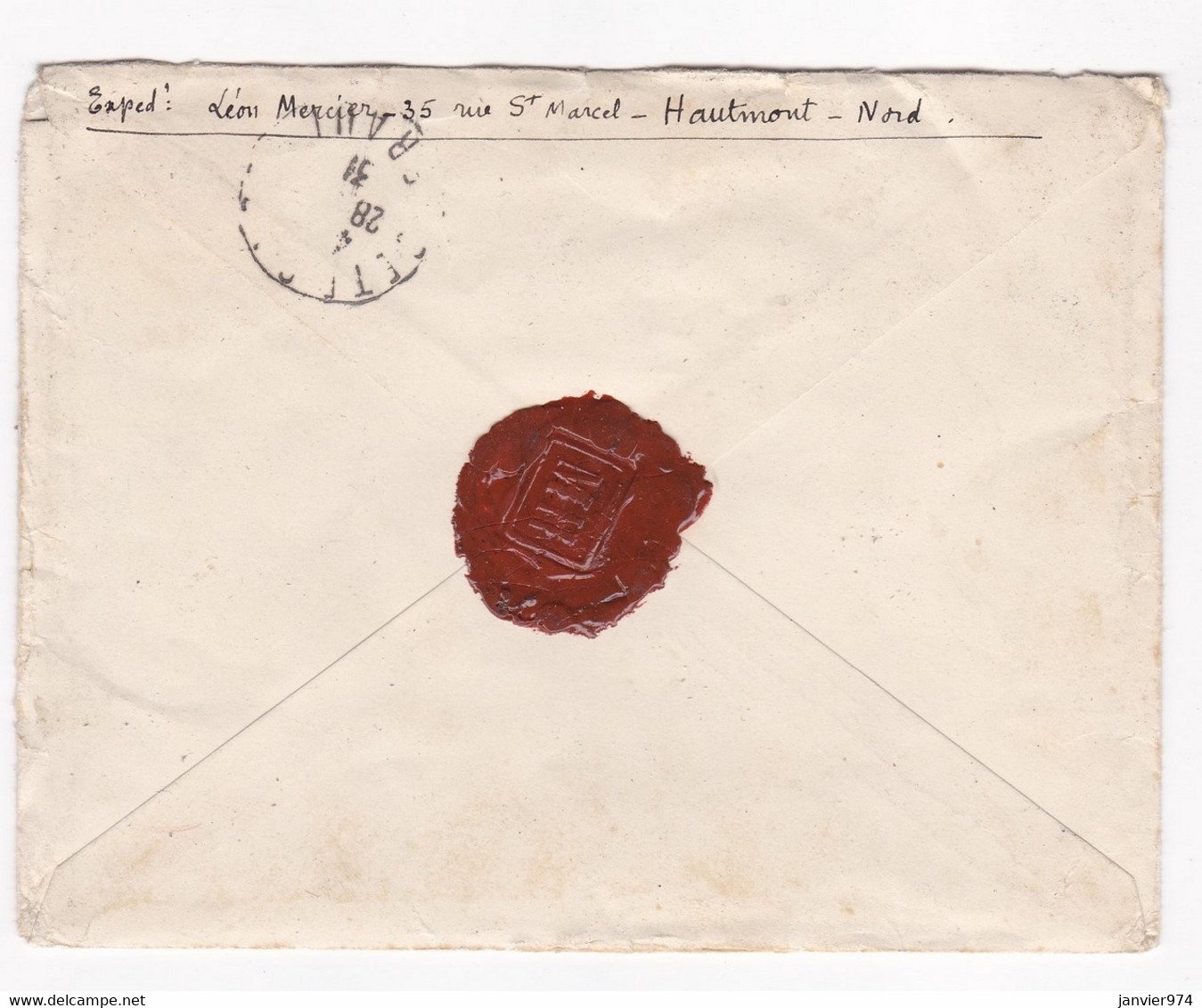 Enveloppe Recommandée 1931 De Mr Mercier à Hautmont Nord Pour Mr Edouard Du Luc à Canet Hérault - Cartas & Documentos