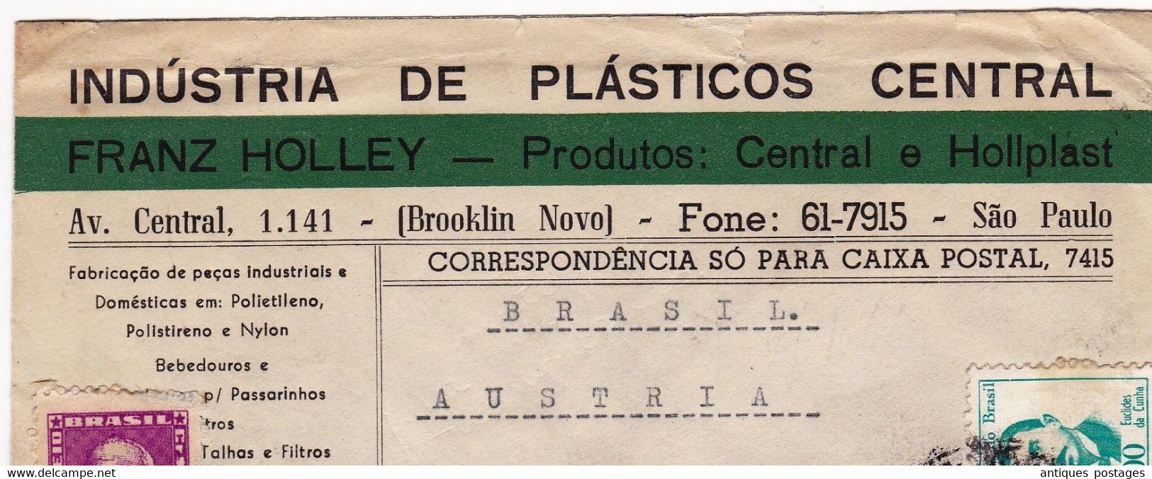 Industria De Plasticos Central São Paulo Brazil Brasil Brésil Franz Holley Traun Österreich Wilhelm Anger - Brieven En Documenten