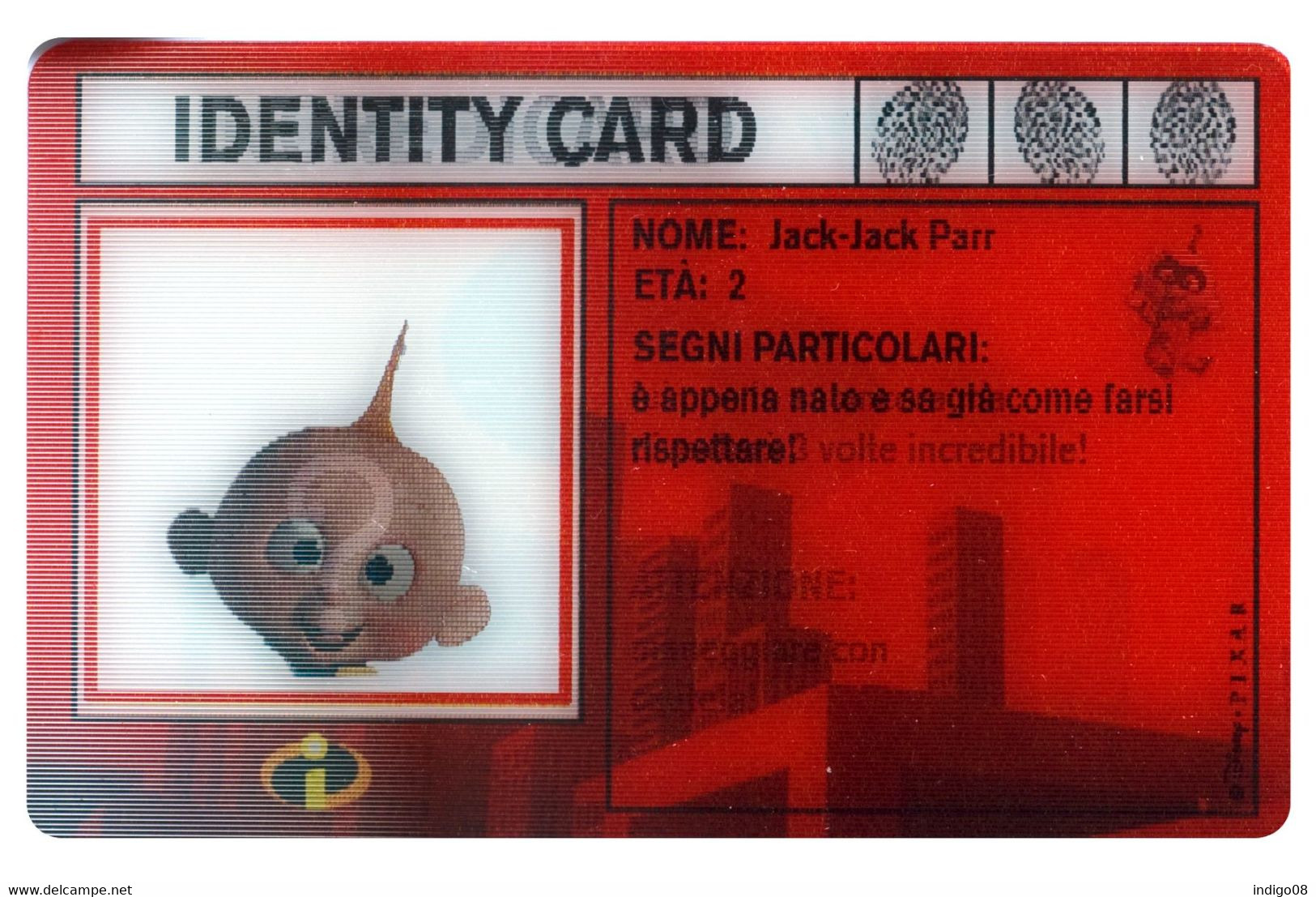 Cartes 3D The Incredibles Gli Incredibili Kinder Chocolat Ferrero Série Identity Cards - Autres & Non Classés