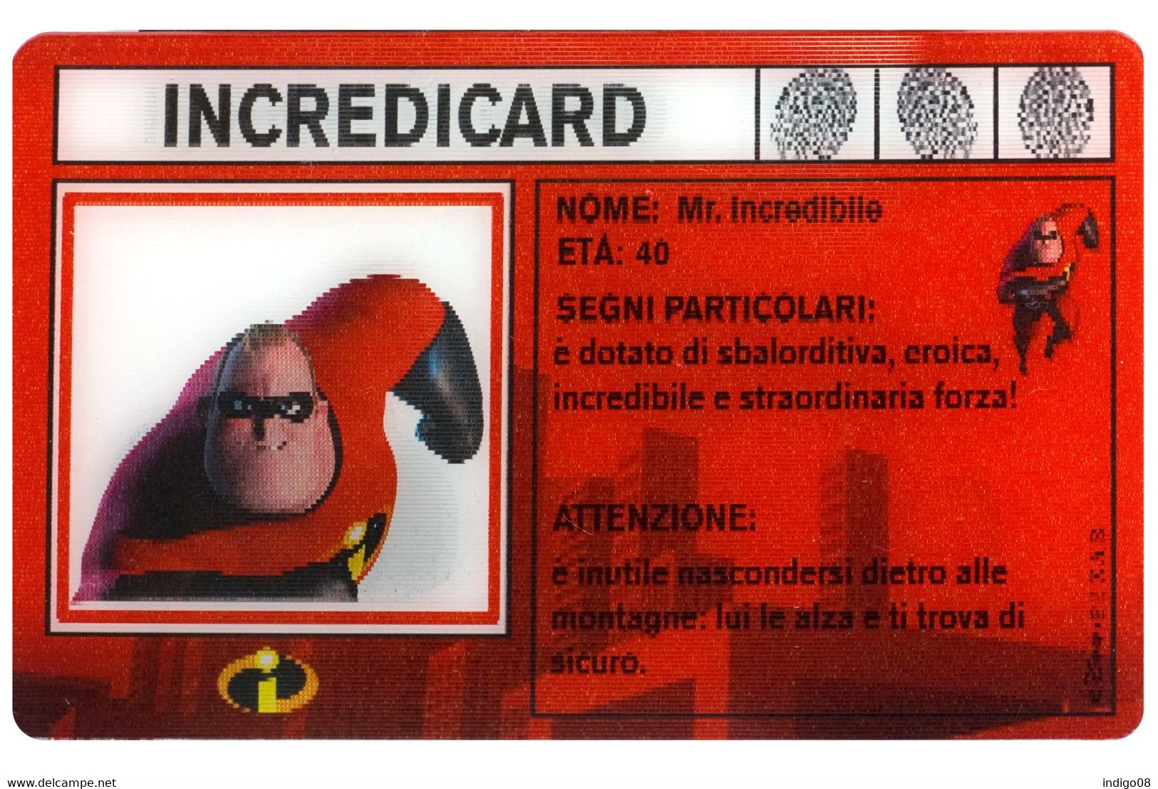 Cartes 3D The Incredibles Gli Incredibili Kinder Chocolat Ferrero Série Identity Cards - Autres & Non Classés