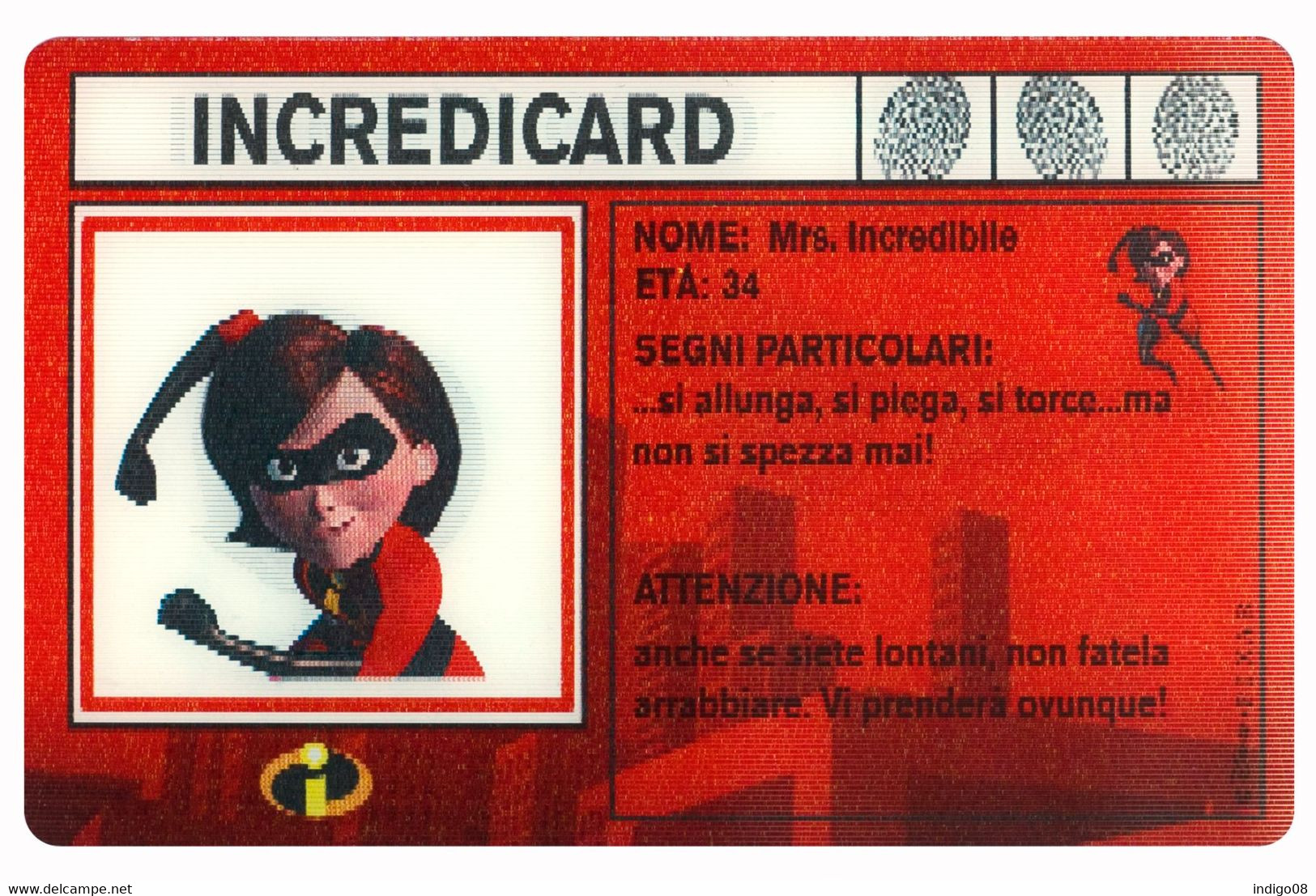 Cartes 3D The Incredibles Gli Incredibili Kinder Chocolat Ferrero Série Identity Cards - Other & Unclassified
