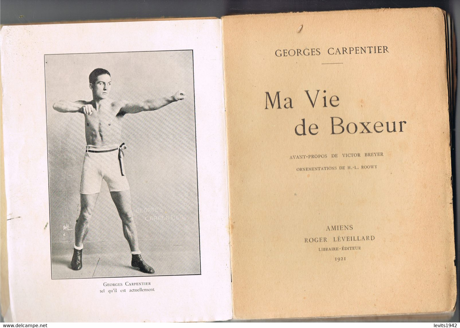 BOXE - LIVRE - MA VIE DE BOXEUR - CARPENTIER - 1921 - - Libros