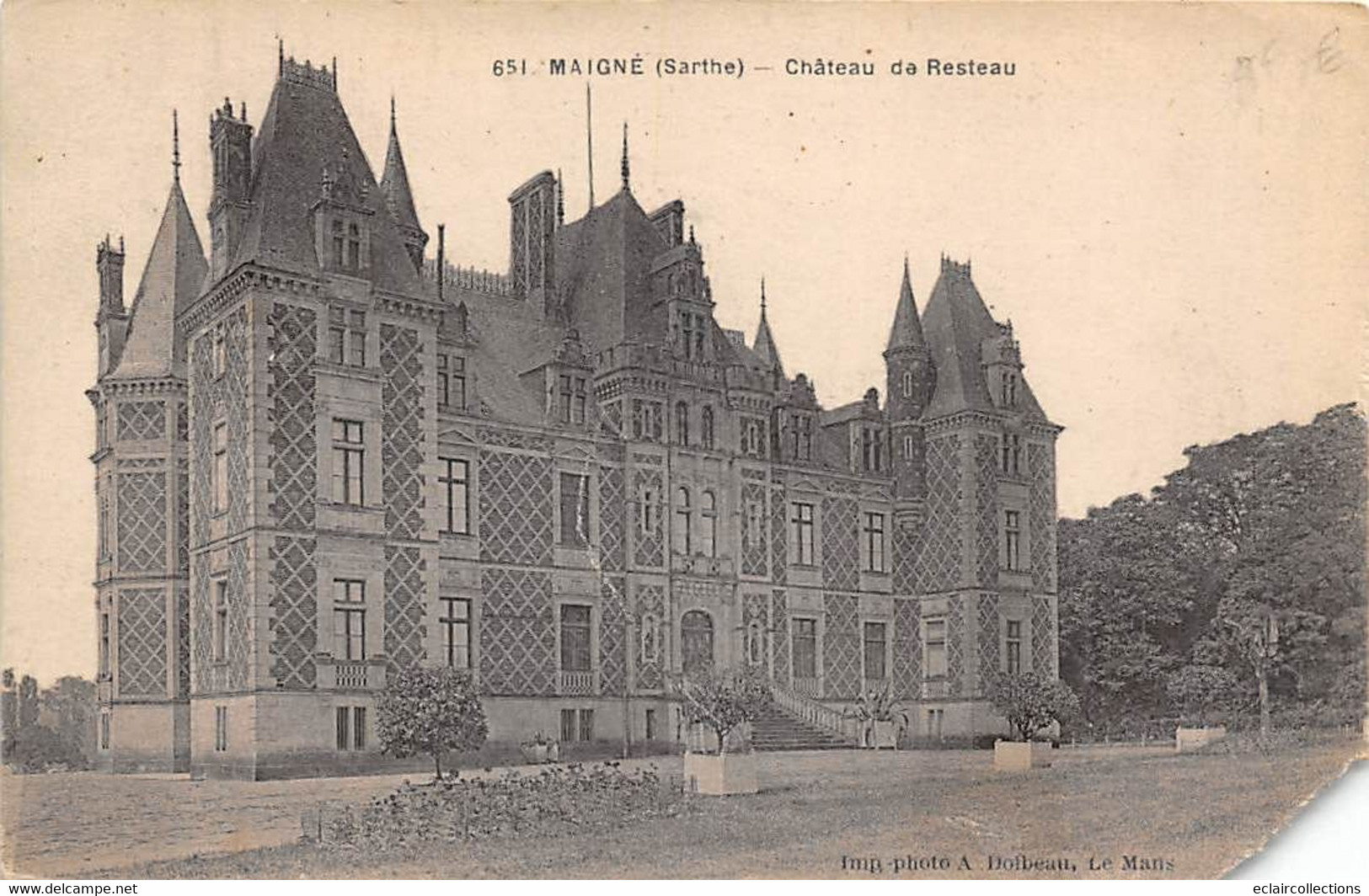 Maigné           72        Château De Resteau  2 Cartes Dont Une Coin Manquant         (voir Scan) - Other & Unclassified