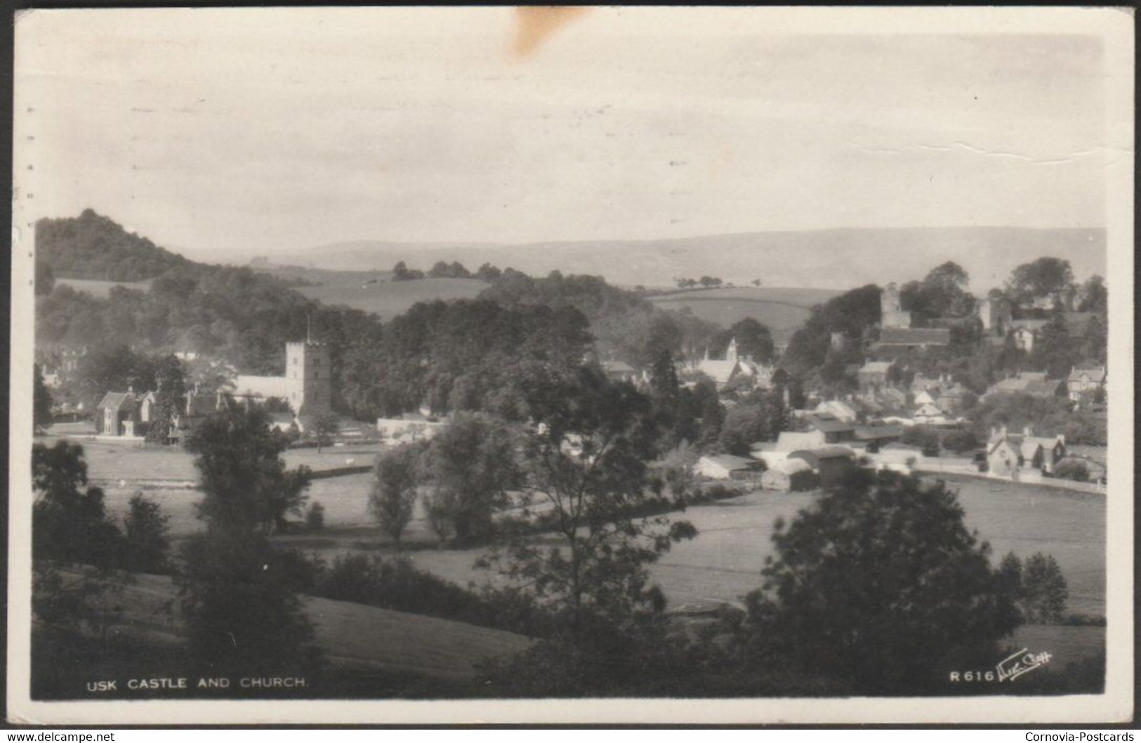 Usk Castle And Church, Monmouthshire, 1965 - Walter Scott RP Postcard - Monmouthshire