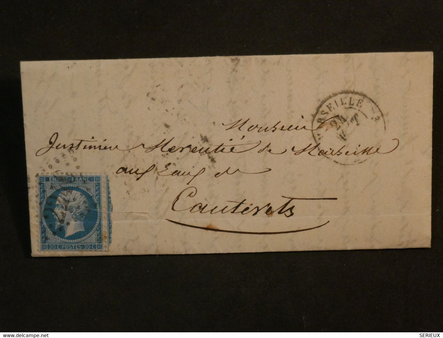 BM5  FRANCE  BELLE LETTRE FERROVIAIRE  1868 MARSEILLE  A CAUTERET +NAP N° 22  20C VOISIN  + AFFRANC. INTERESSANT ++ - 1862 Napoléon III.