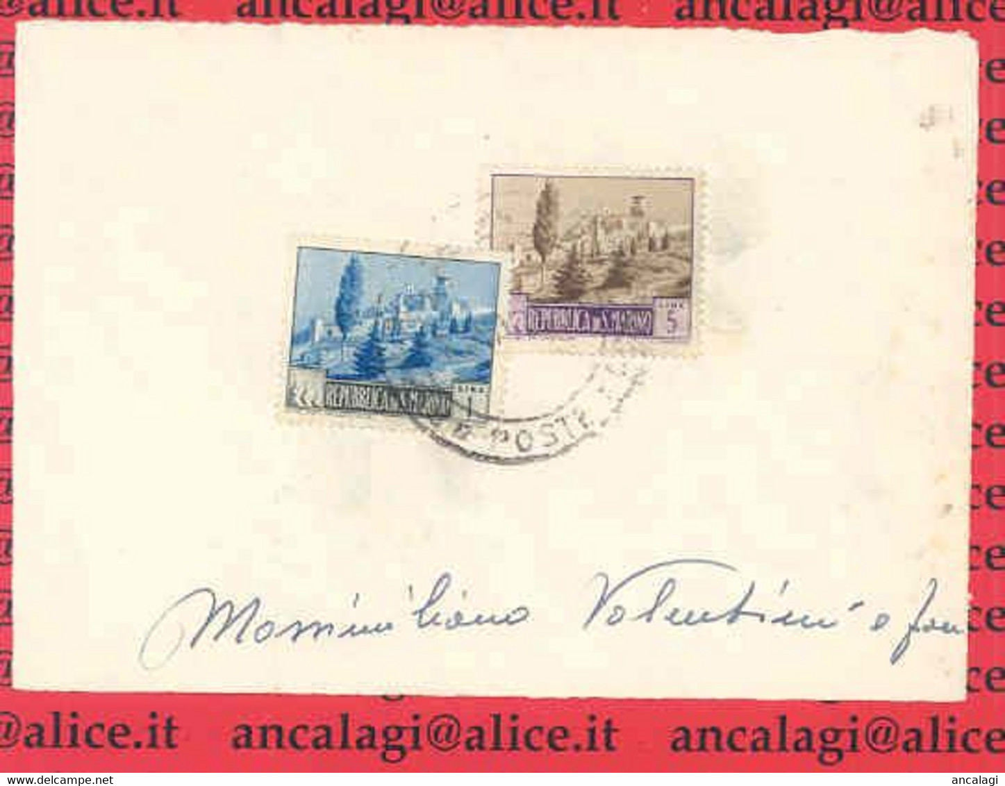 SAN MARINO 1949 - St.Post.008 - Frammento Di Biglietto Aperto, Serie "PAESAGGI" - Vedi Descrizione - - Brieven En Documenten