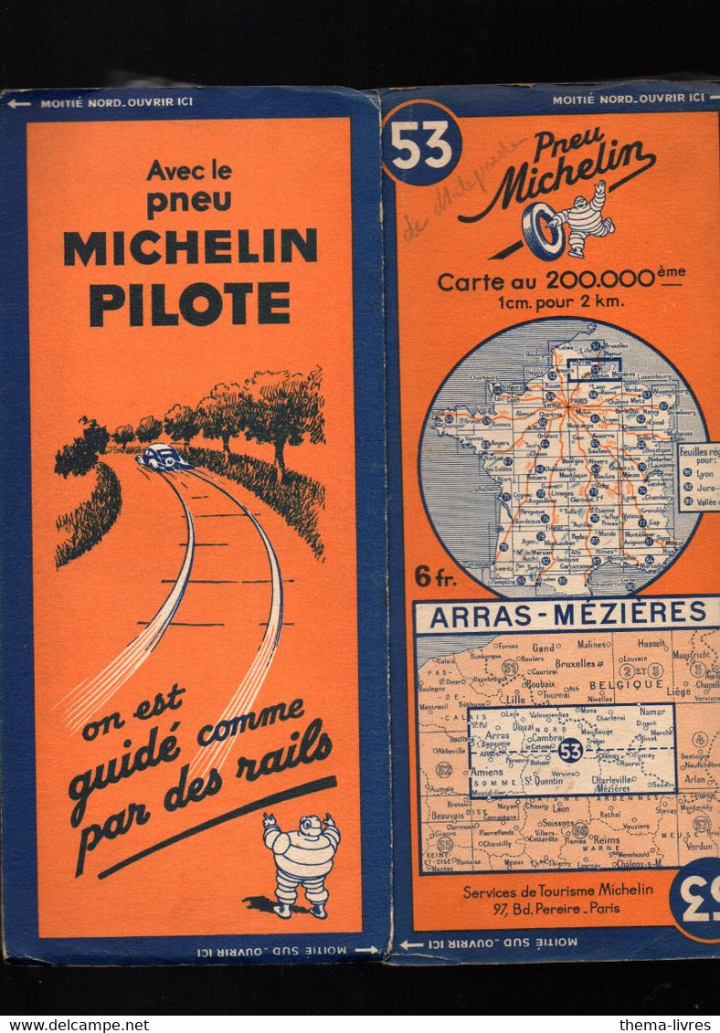 Carte Michelin N°53 Arras-Mézières  Révisée 1939   (M4983) - Cartes Routières