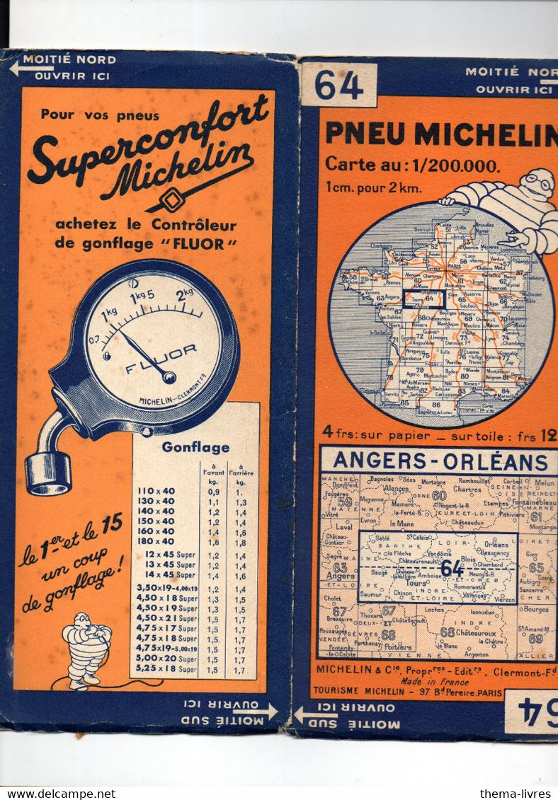 Carte Michelin N°64 .... Angers-Orléans   3336-911 (M4986) - Cartes Routières
