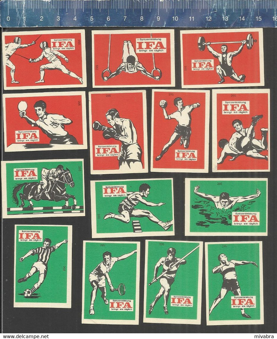 IFA SPORT ESCRIME WRESTLING WEIGHTLIFTING HOCKEY ON ICE SKI ATHLETICS HANDBALL PINGPONG Etc Matchbox Labels Germany 1970 - Zündholzschachteletiketten