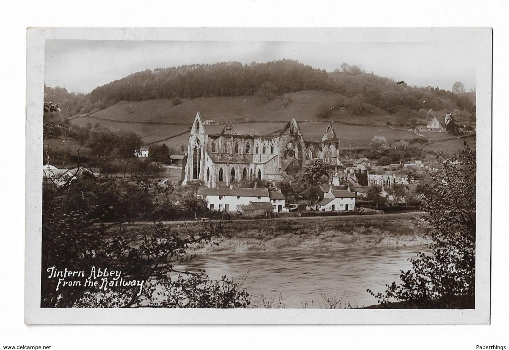 Real Photo Postcard, Wales, Monmouthshire, Tintern Abbey From The Railway. - Monmouthshire