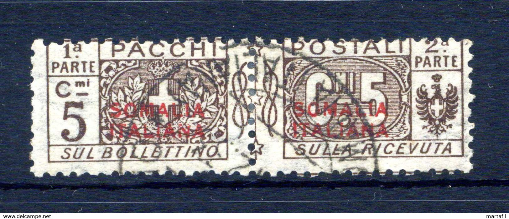1926 SOMALIA Pacchi Postali N.30 USATO 5 Centesimi Bruno - Somalia