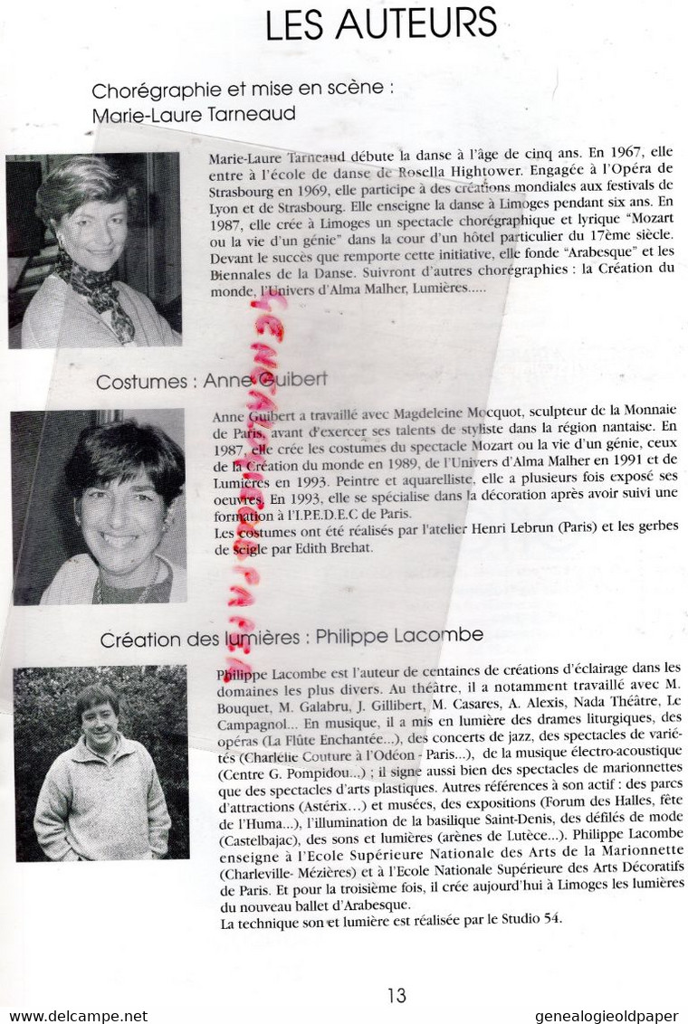 87 - LIMOGES - PROGRAMME ARABESQUE- LE MIRACLE DES ARDENTS- COMPAGNIE MARTIN PADRON DANSE-BALLET-CLOITRE VISITATION