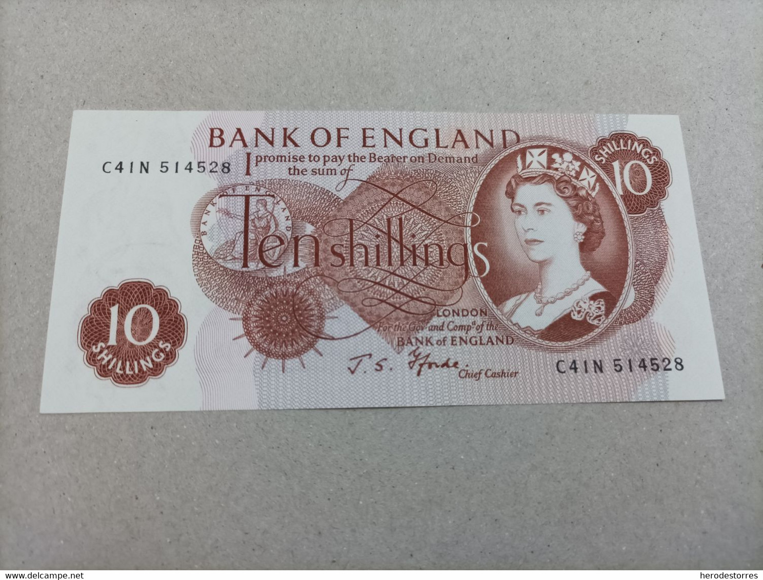 Billete De Inglaterra De 10 Shillings, Año 1966, UNC - 10 Schilling