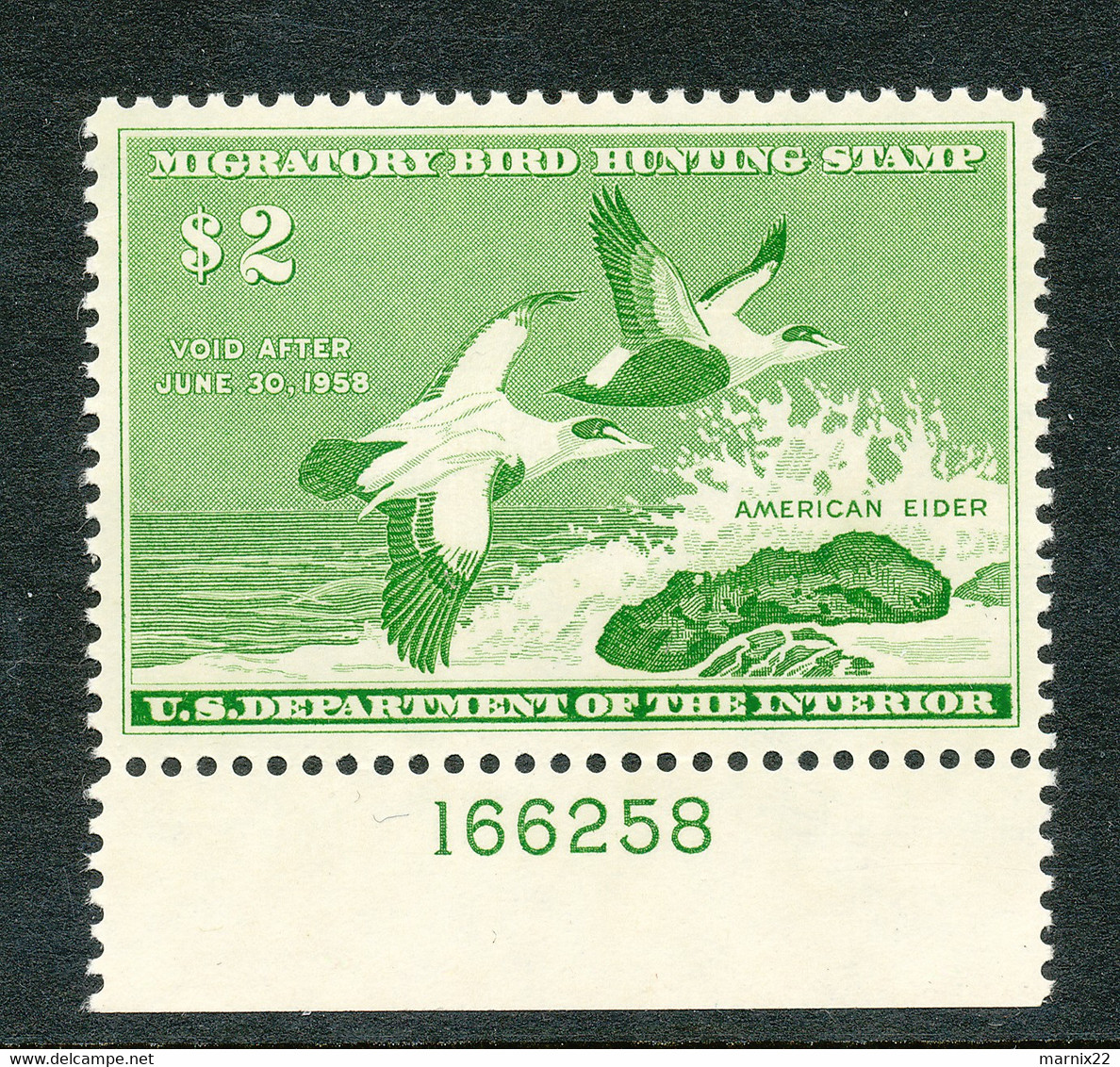 HUNTING PERMIT STAMP - DUCKSTAMP 1957 - MNH - (RW24) - Duck Stamps