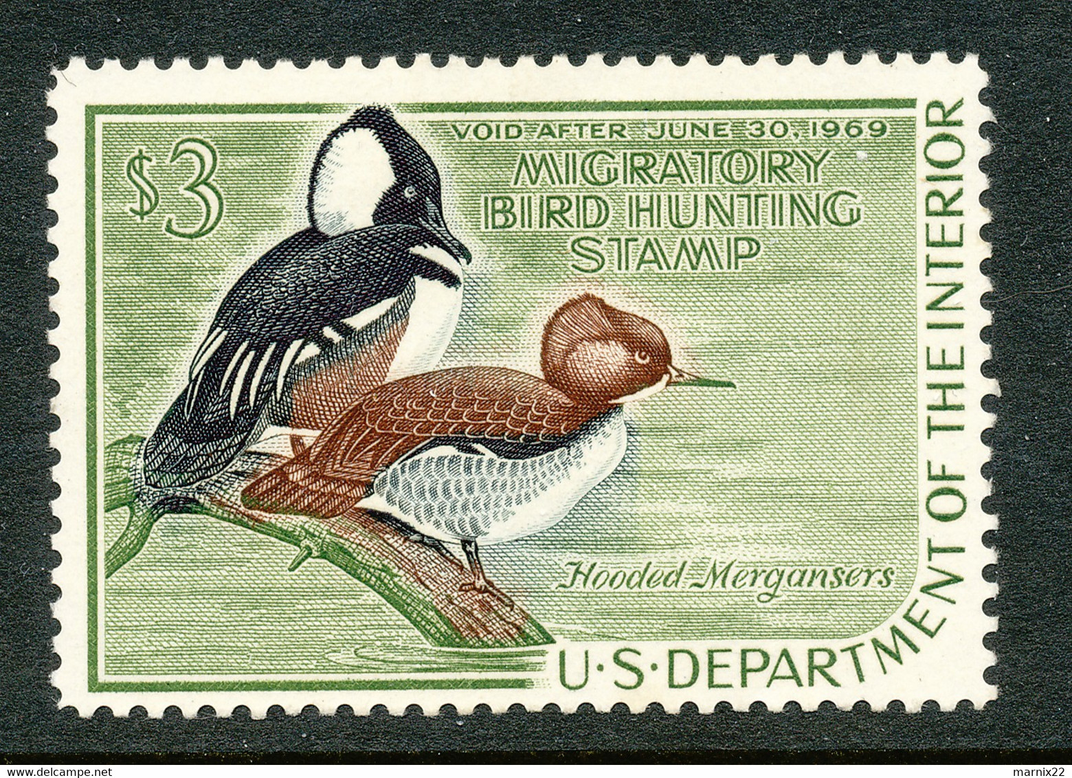 HUNTING PERMIT STAMP - DUCKSTAMP 1968- MLH - (RW35) - Duck Stamps
