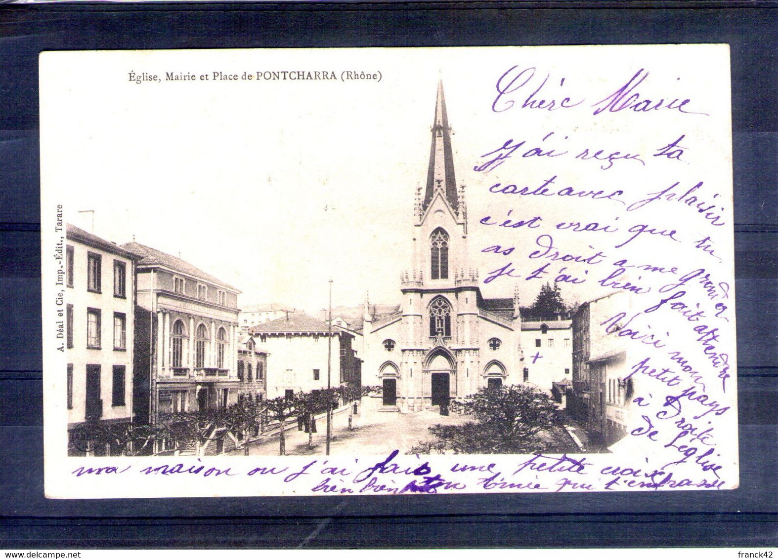 69. Pontcharra. église, Mairie Et Place - Pontcharra-sur-Turdine