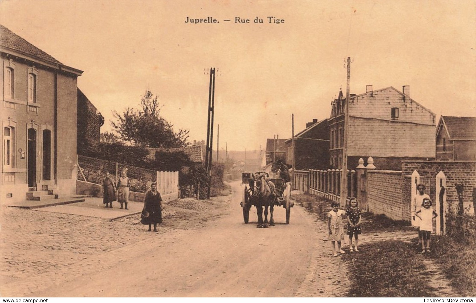 CPA - Belgique - Juprelle - Rue Du Tigre - Edit. Dethise - Animé - Charette - Cheval - Enfant - Juprelle