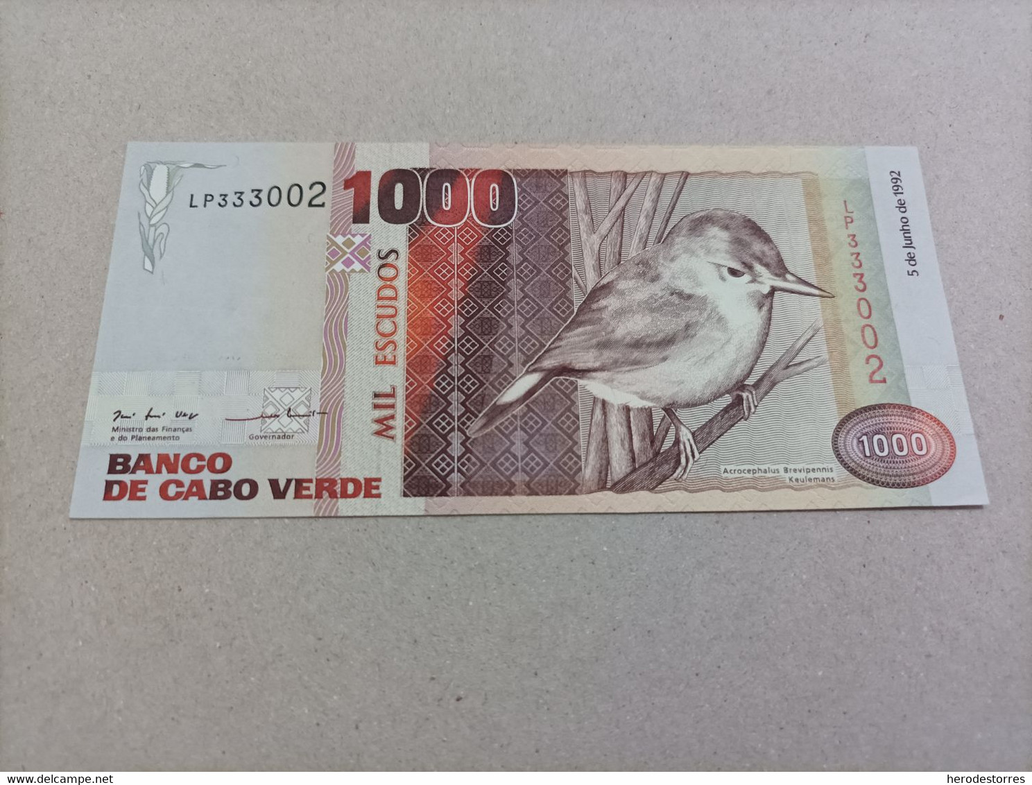 Billete De Cabo Verde De 1000 Escudos, Año 1992, UNC - Cap Vert