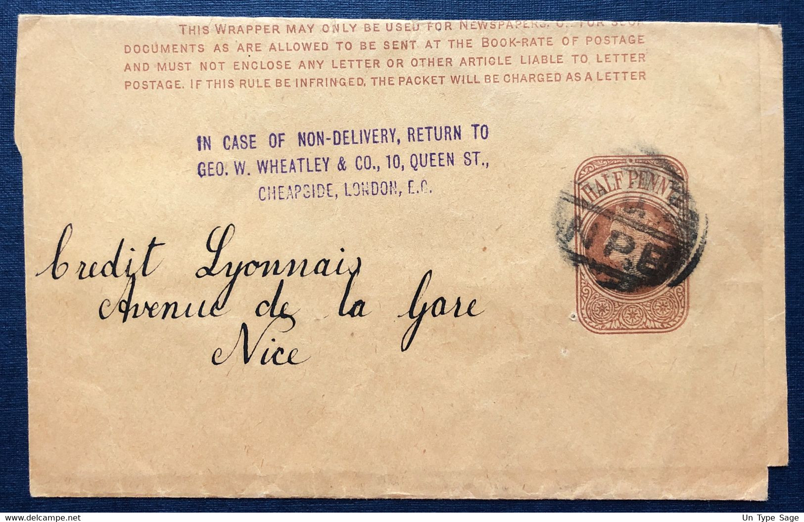 Grande Bretagne, Entier Pour Nice, France - (B4154) - Material Postal