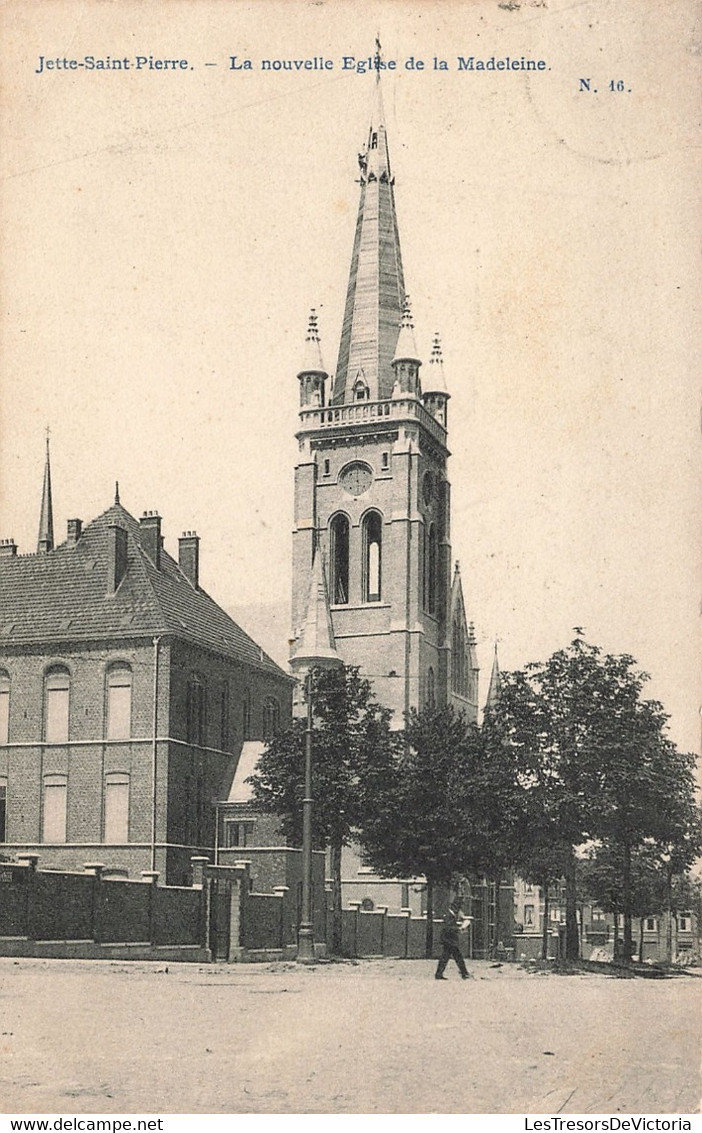 CPA - Belgique - Jette Saint Pierre - La Nouvelle Eglise De La Maseleine - Animé - Clocher - Oblitéré Jette 1919 - Jette