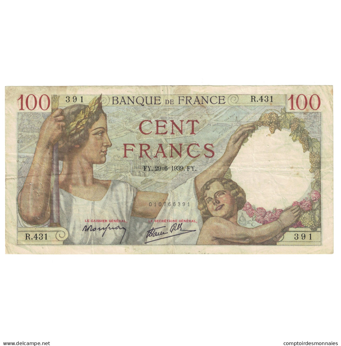 France, 100 Francs, Sully, 1939, R.431, TB+, Fayette:26.04, KM:94 - 100 F 1939-1942 ''Sully''