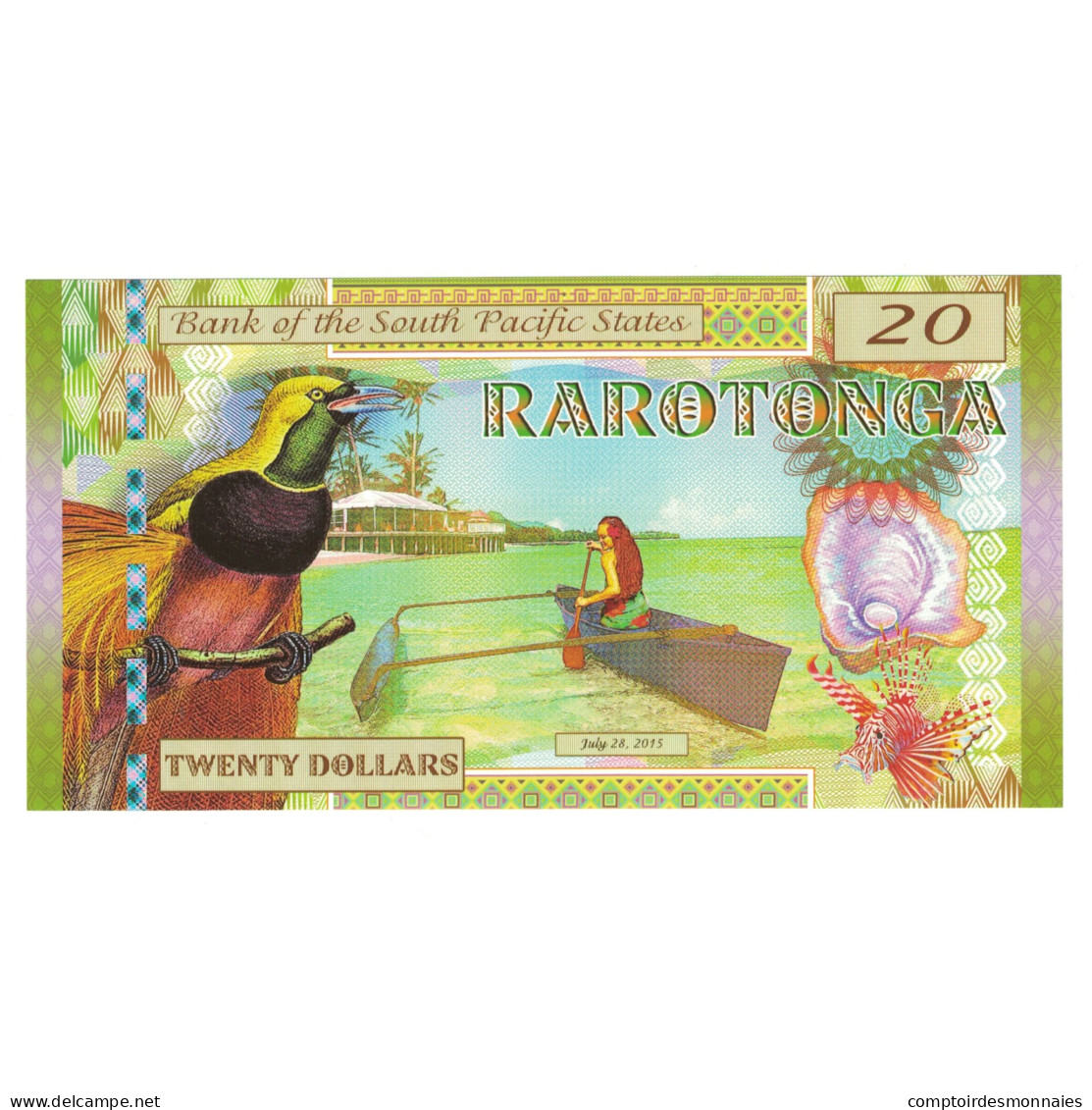 Billet, États-Unis, 20 Dollars, 2015, 2015-07-28, RAROTONGA PACIFIC STATES - Zu Identifizieren