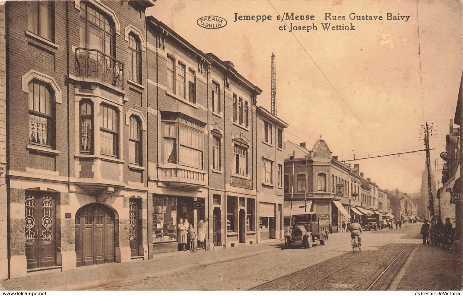 CPA - Belgique - Jemeppe Sur Meuse - Rue Gustave Baivy Et Joseph Wettink - Edit.De La Librairie - Préaux - Automobile - Seraing