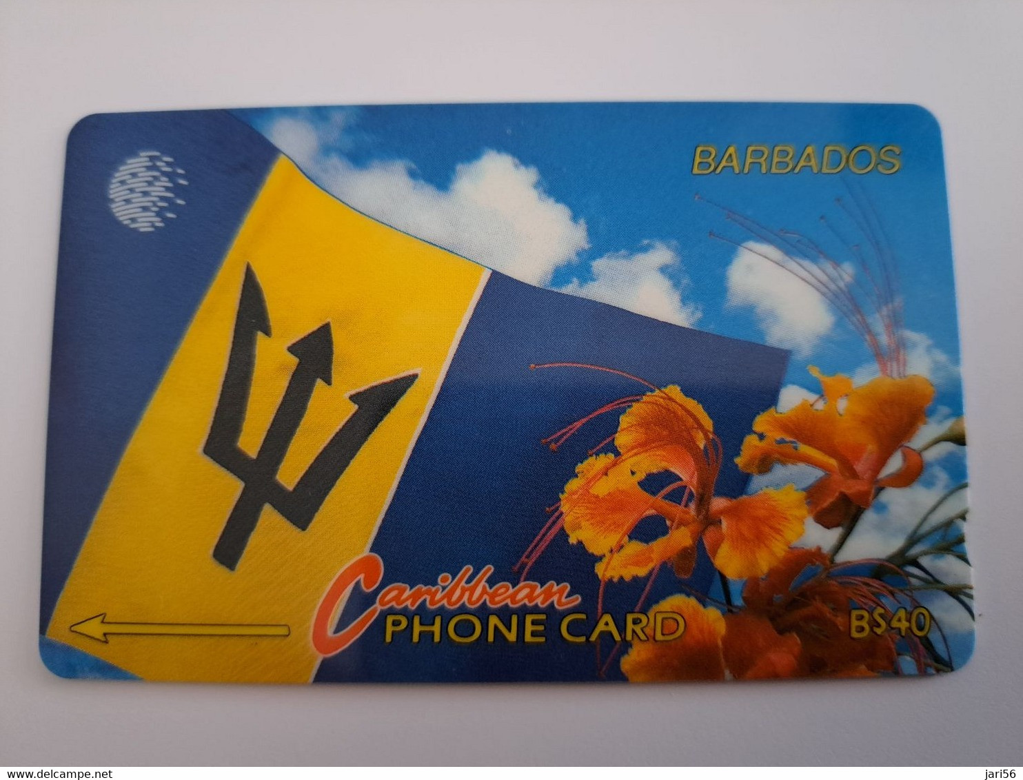BARBADOS   $40-  Gpt Magnetic     BAR-15C   15CBDC  BARBADOS FLAG    NEW  LOGO   Very Fine Used  Card  ** 12002** - Barbades