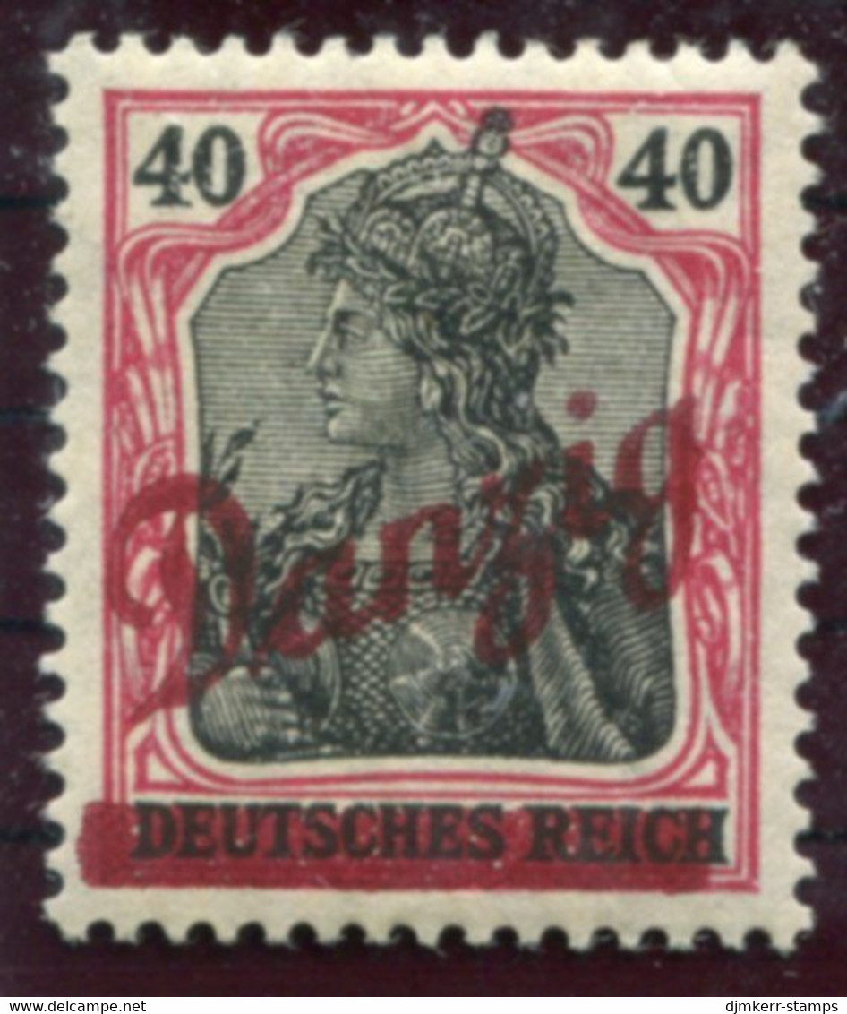 DANZIG 1920 (30 Aug.) Diagonal Overprint On 40 Pf. Germania MNH / **  Michel 38 - Nuovi