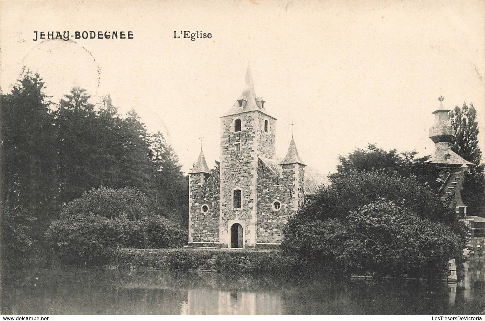 CPA - Belgique - Jehay Bodegnée - L'Eglise - Clocher - Etang - Oblitéré Jehay Bodegnée 1914 - Amay