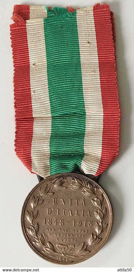 REGNO D’ITALIA- Vittorio Emanuele III SPLENDIDA MEDAGLIA Per L’Unita’ D’Italia 1848 1918 Della Ass.ne Madri E Vedove - Noodgeld